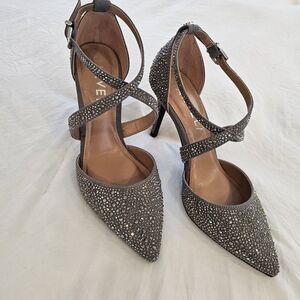 Carvela KROSS JEWEL High heels grey rhinestones size 38  7.5 M Prom Shoes